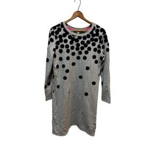 Boden Gray Navy Velvet Flowers Sweatshirt Shirt Dress Women's size US 12 Long